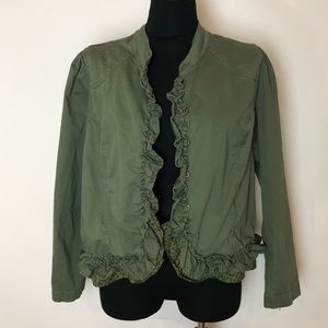 Military Style Jacket Coat Plus Size 3X Pure Green